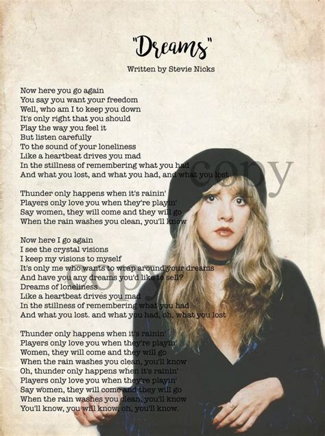 Lyrics for Dreams by Fleetwood Mac .